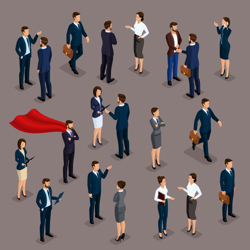 创意矢量等距的商人平面插图