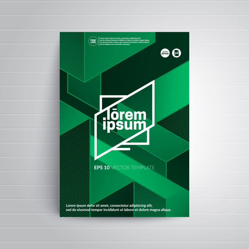 创意矢量绿色几何元素的宣传册设计