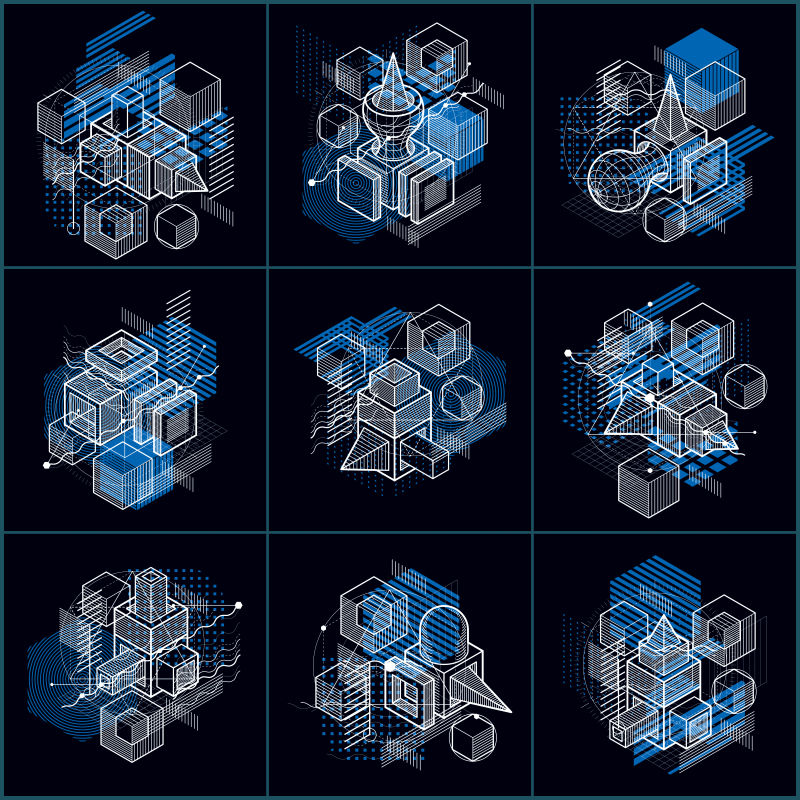 抽象等距背景三维矢量布局