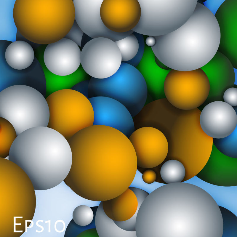 彩色的立体球形图案背景矢量设计