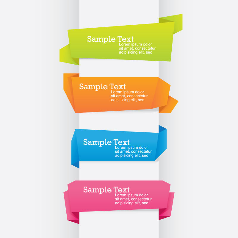 创意矢量彩色折纸横幅设计