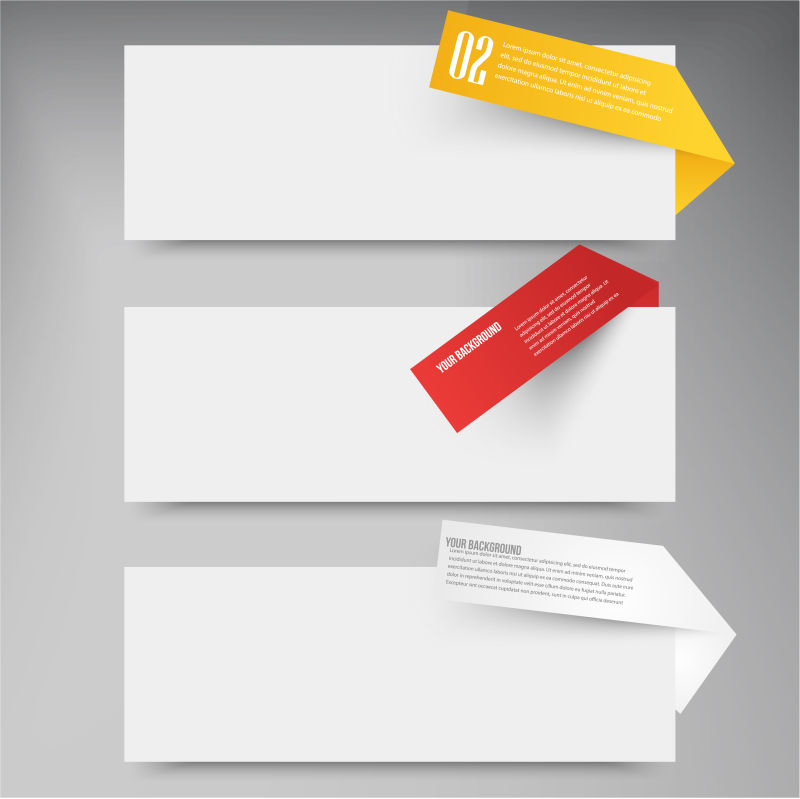 创意矢量彩色折纸标签元素的横幅设计