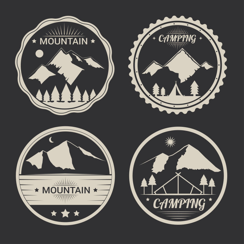 山地探险标签矢量设计