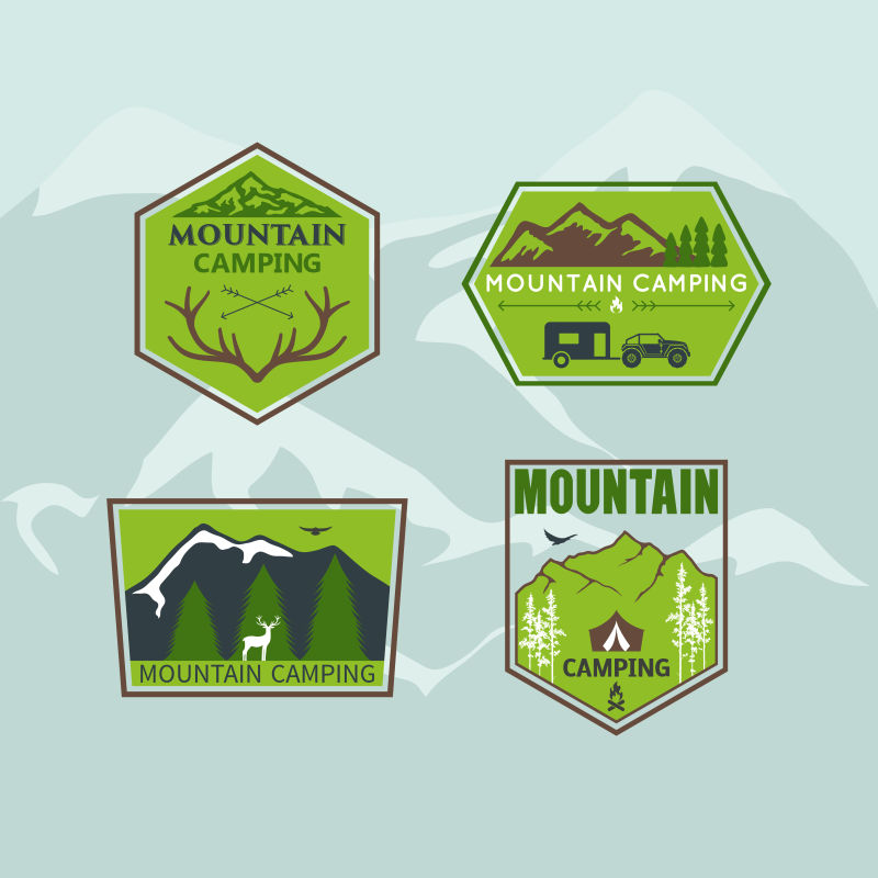 山地露营标志矢量设计