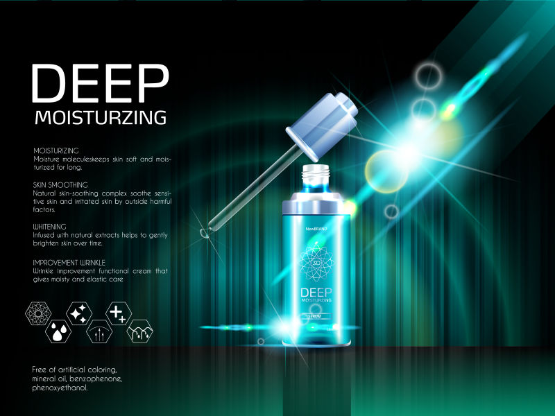 创意矢量深海保湿精华的宣传海报设计