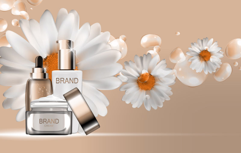 矢量护肤品套装的设计海报