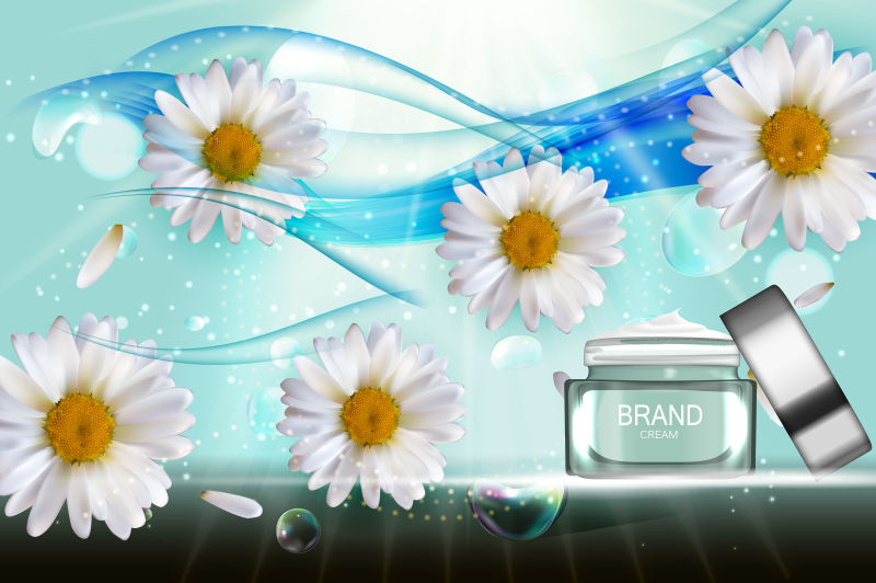 矢量雏菊成分的面霜海报广告设计