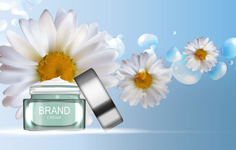 抽象矢量现代雏菊面霜的包装设计