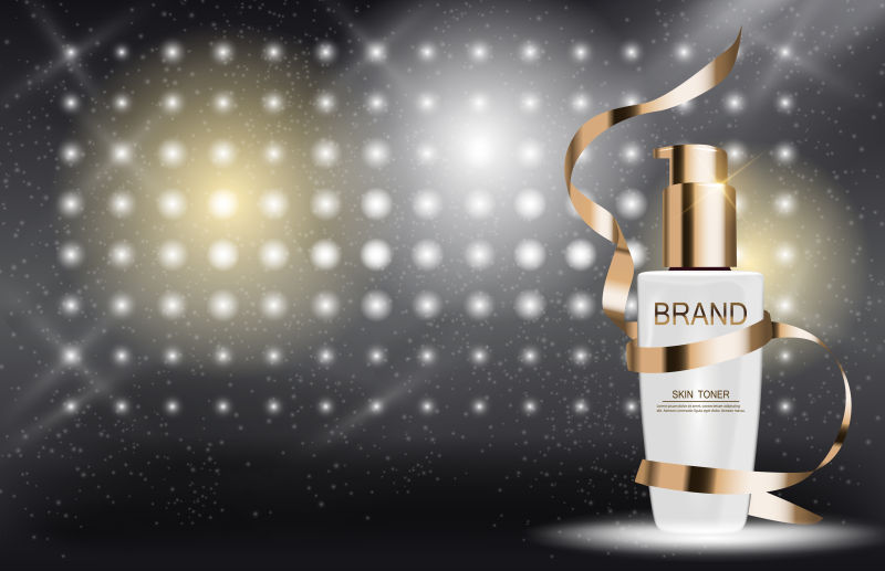 创意矢量护肤乳液的闪亮宣传海报设计