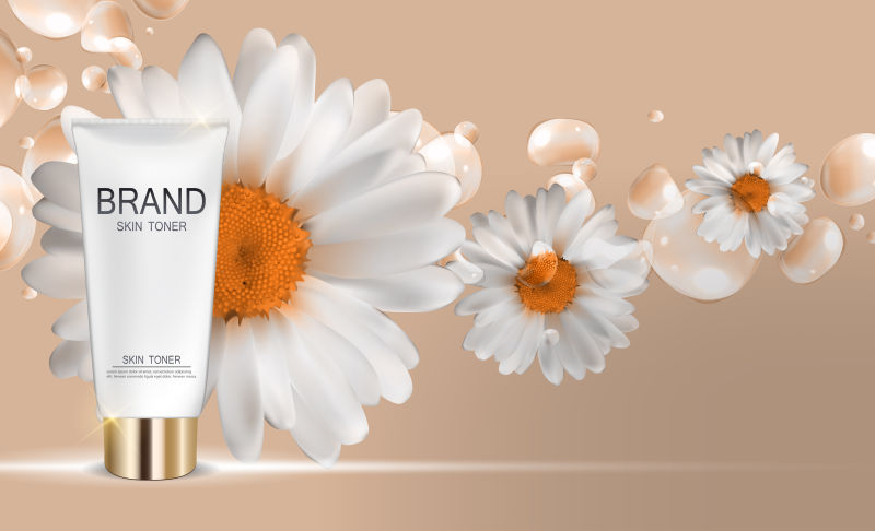 雏菊元素的矢量粉底霜的海报设计