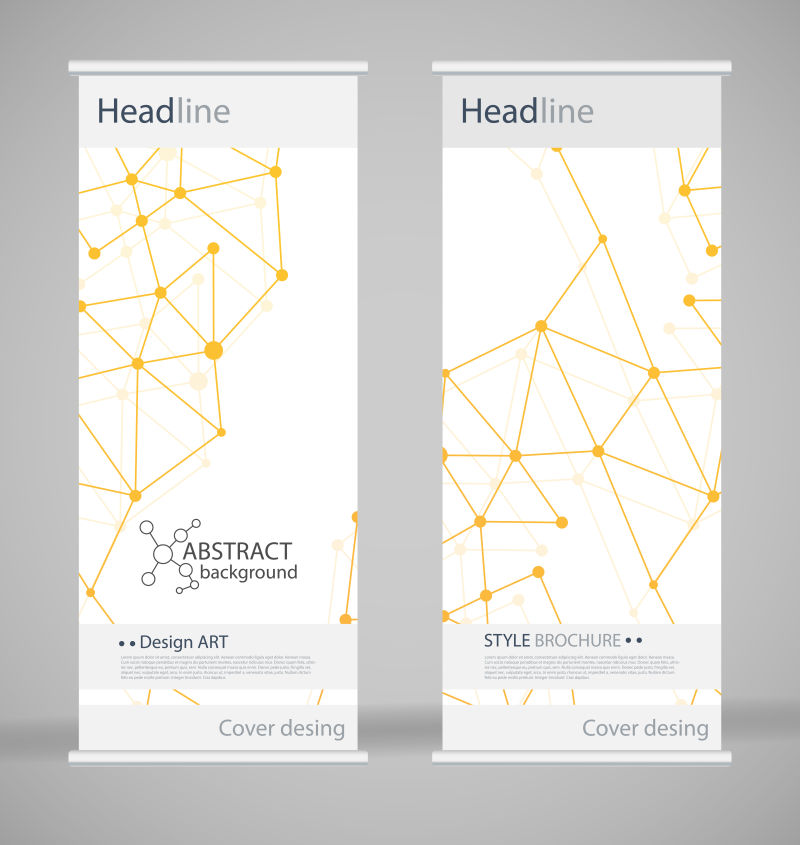 创意矢量黄色几何结构竖横幅设计