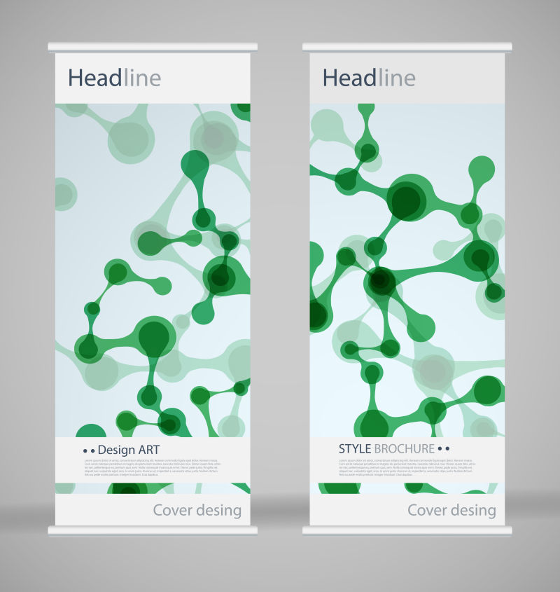 抽象矢量绿色基因元素的竖横幅设计