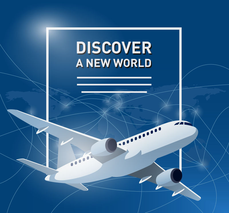飞机航空海报旅行旗帜矢量图