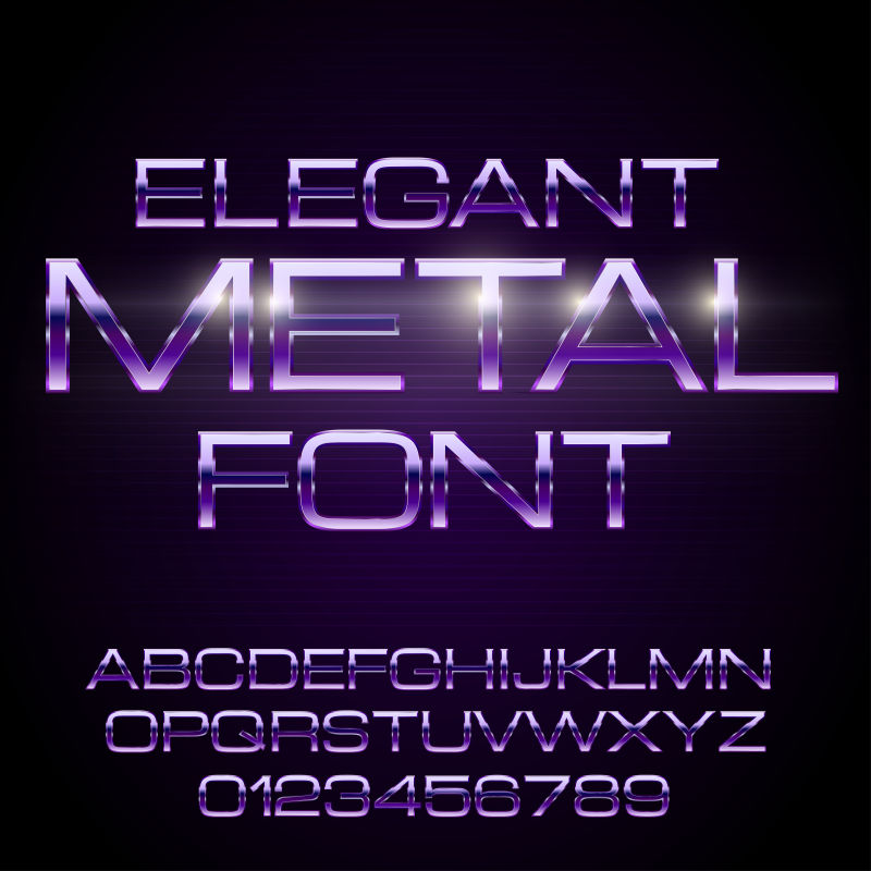 创意矢量紫色金属有光泽神秘字体设计