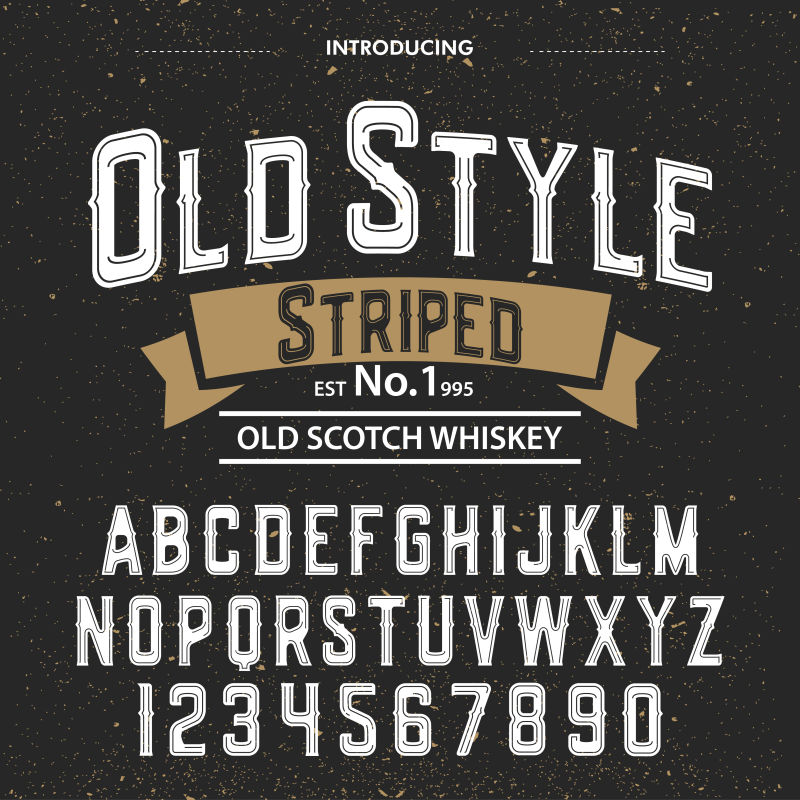 抽象矢量老式欧风的衬线字体设计