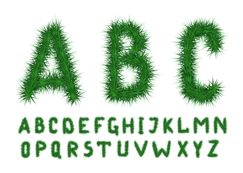 抽象矢量松叶装饰的字母设计