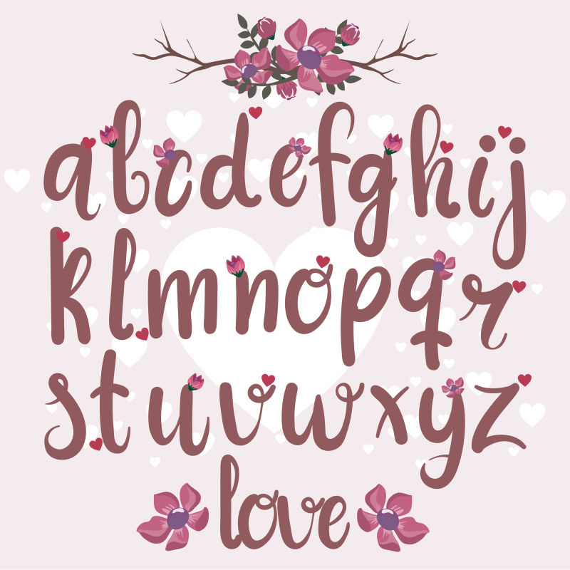 创意矢量浪漫的手绘字体设计