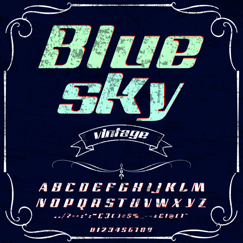 创意矢量蓝色斑驳的字体设计