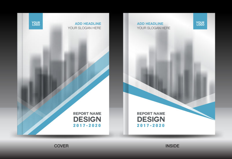 矢量的蓝色图案宣传手册设计