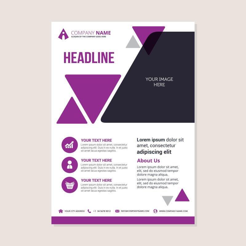 矢量的紫色年度报告手册设计