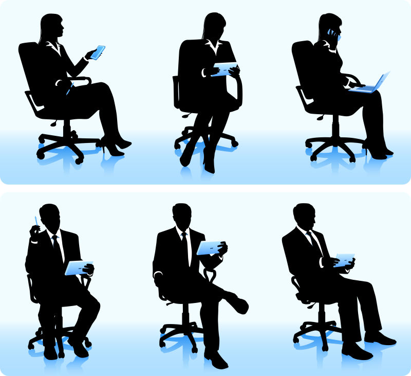 抽象矢量商业人士创意剪影插图