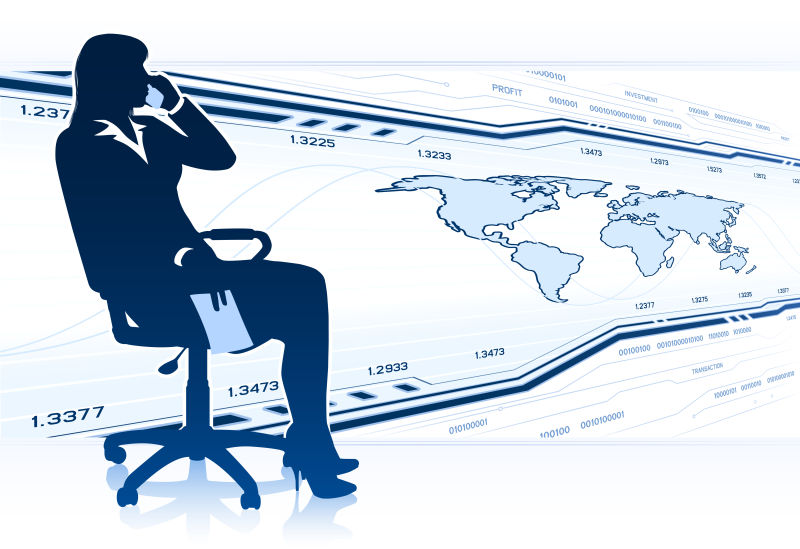 矢量坐在椅子上的女商人插图