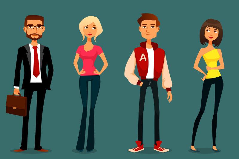 创意矢量现代各种卡通人物设计