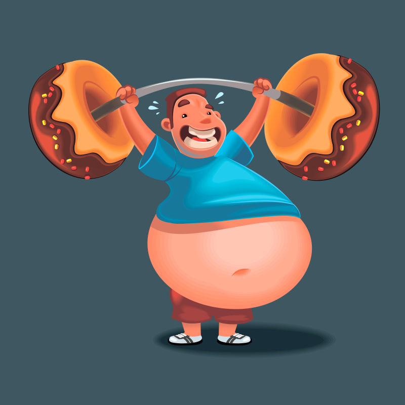创意矢量卡通想要减肥的胖子插图