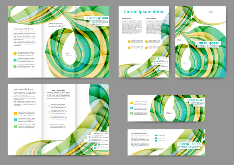 彩色波纹图案广告手册矢量设计