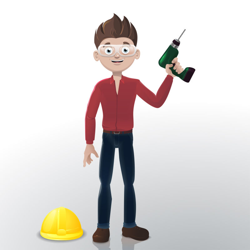 矢量卡通施工工人