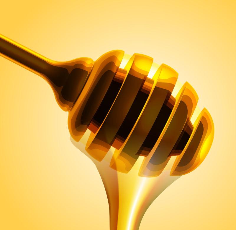 黄色背景下的蜂蜜棒矢量插图