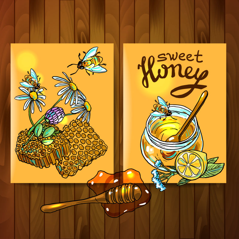 矢量手工绘制的蜂蜜设计