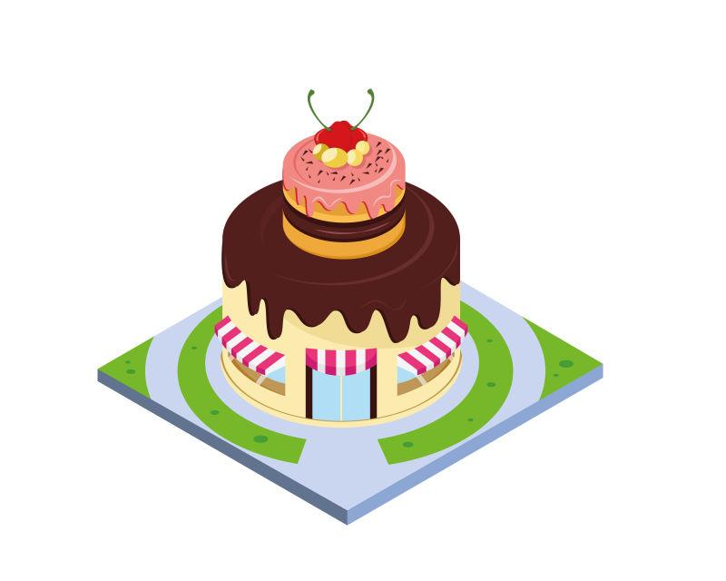 矢量蛋糕店建筑