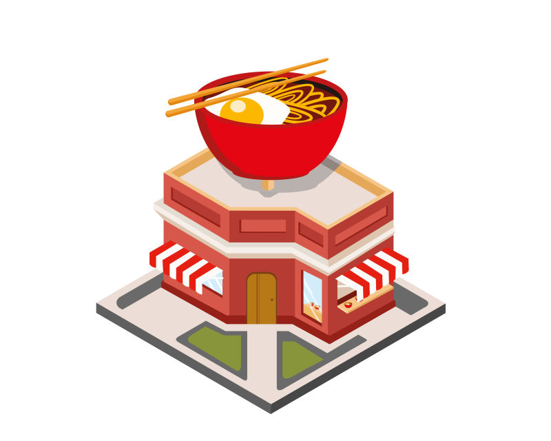 矢量鸡蛋面店建筑