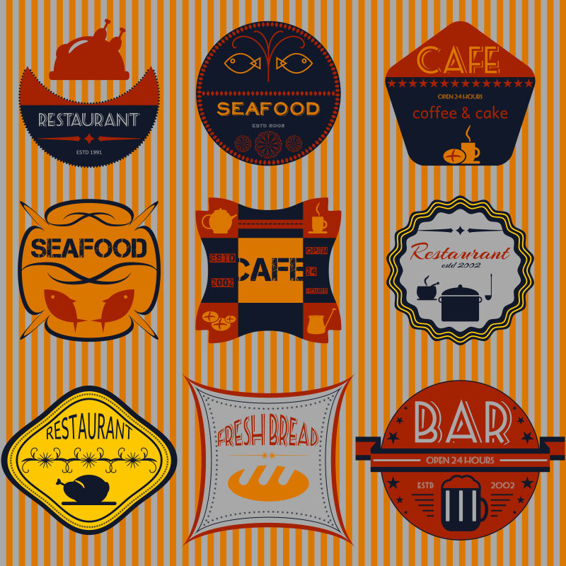 老式的咖啡店标签矢量设计