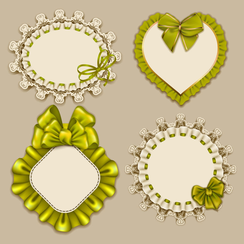 创意矢量现代缎带元素的装饰徽章设计