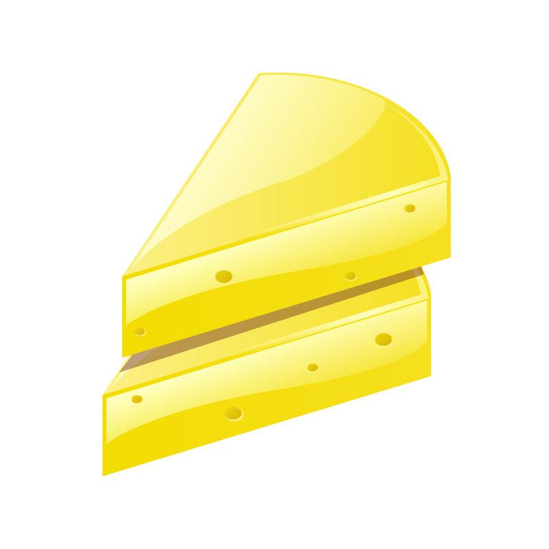 隔离的一块奶酪的矢量图解