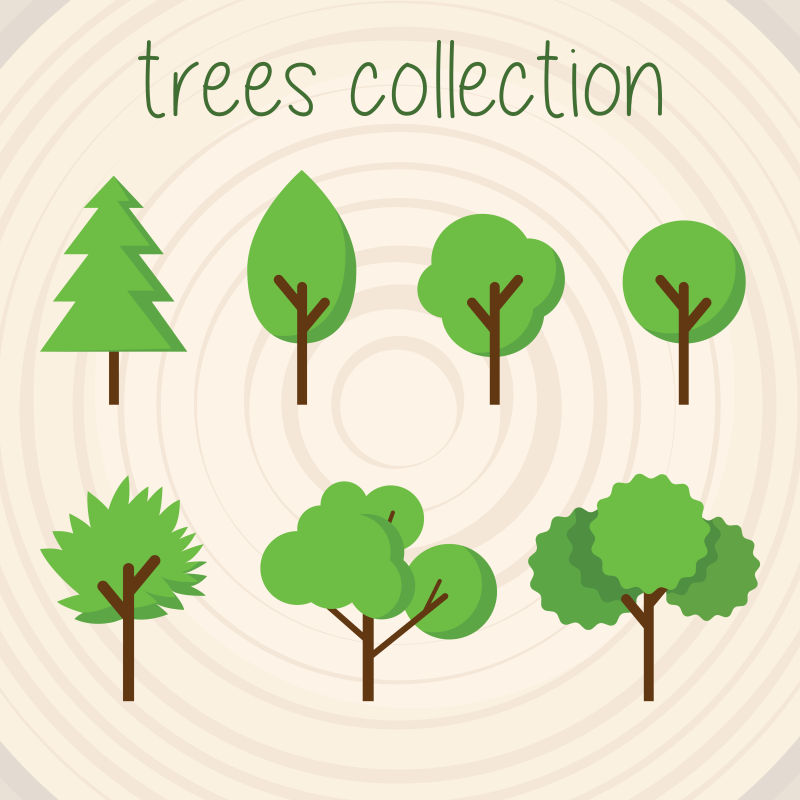 绿色树木矢量插图