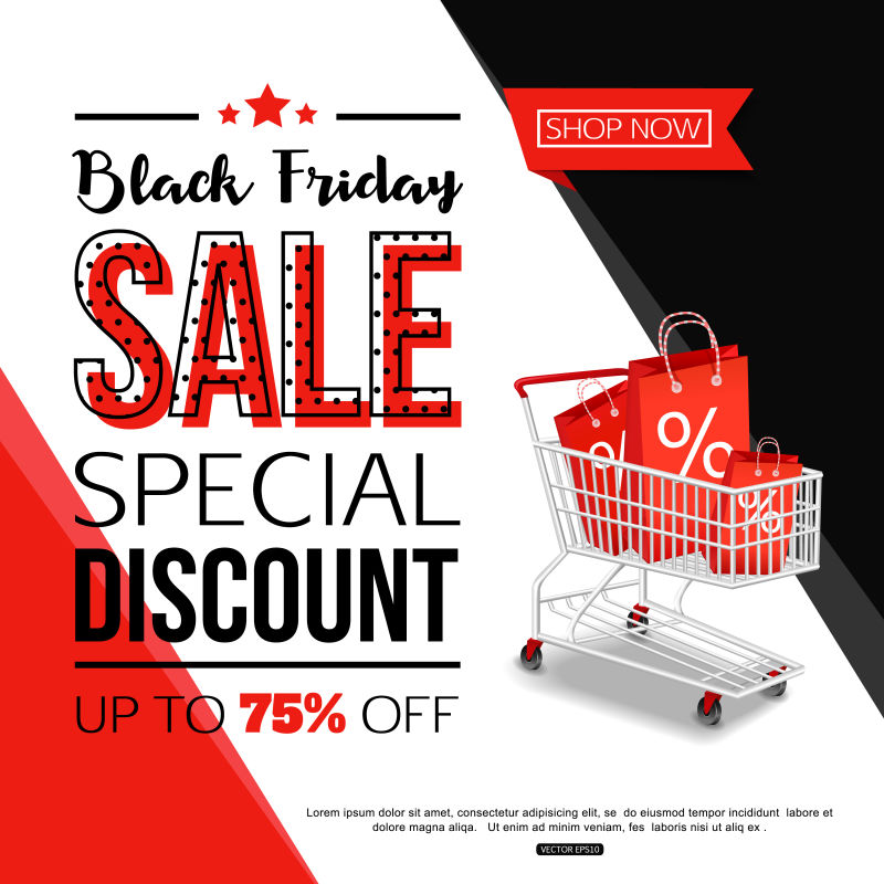 黑色星期五网上商店销售旗帜设计矢量
