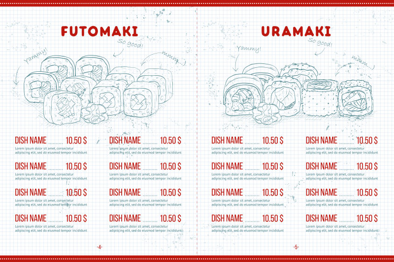 寿司菜单矢量