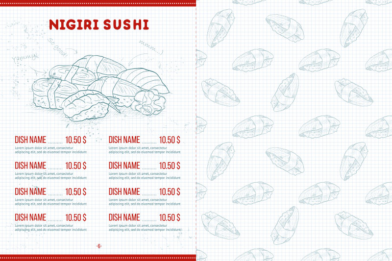 寿司菜单矢量设计