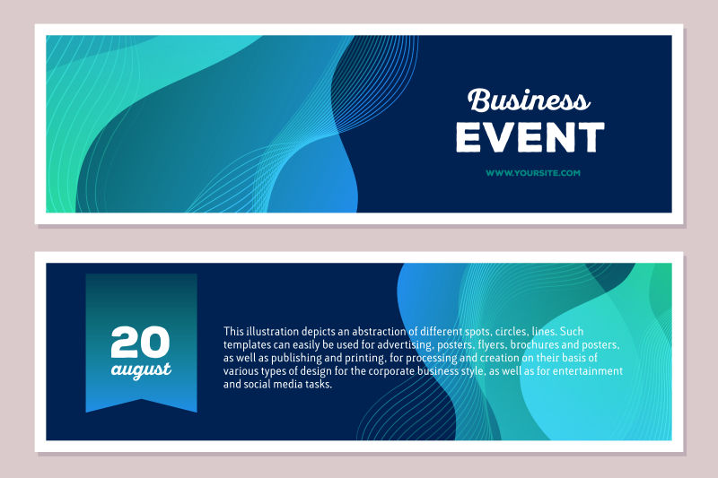 矢量的抽象蓝色条纹图案横幅设计