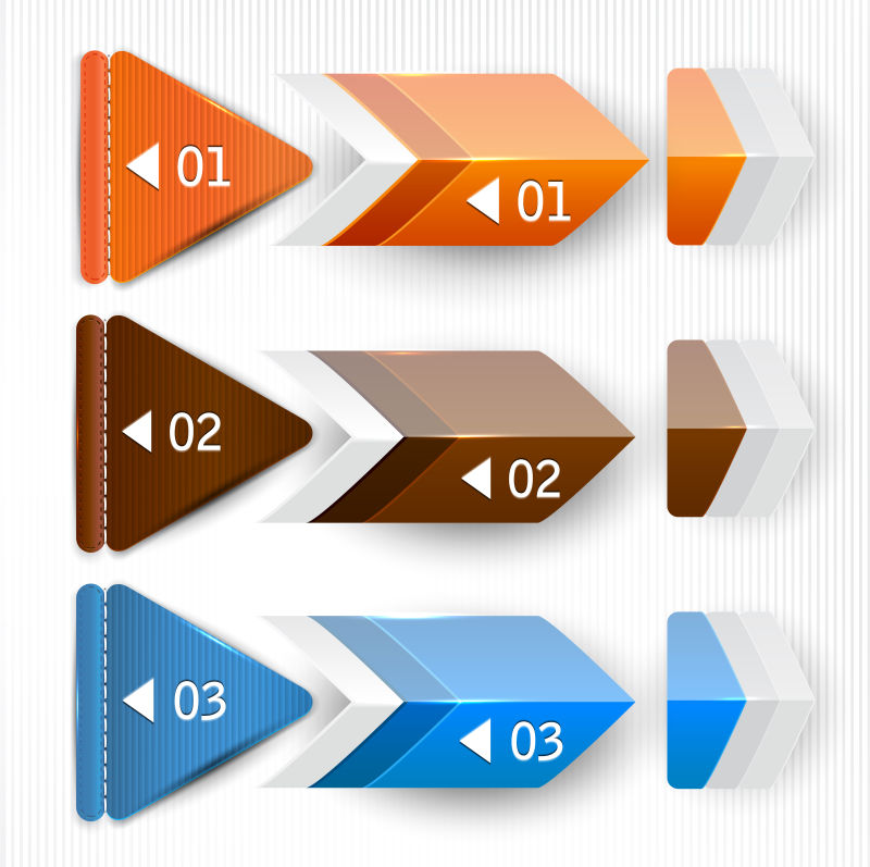 创意矢量彩色三角箭头标签设计