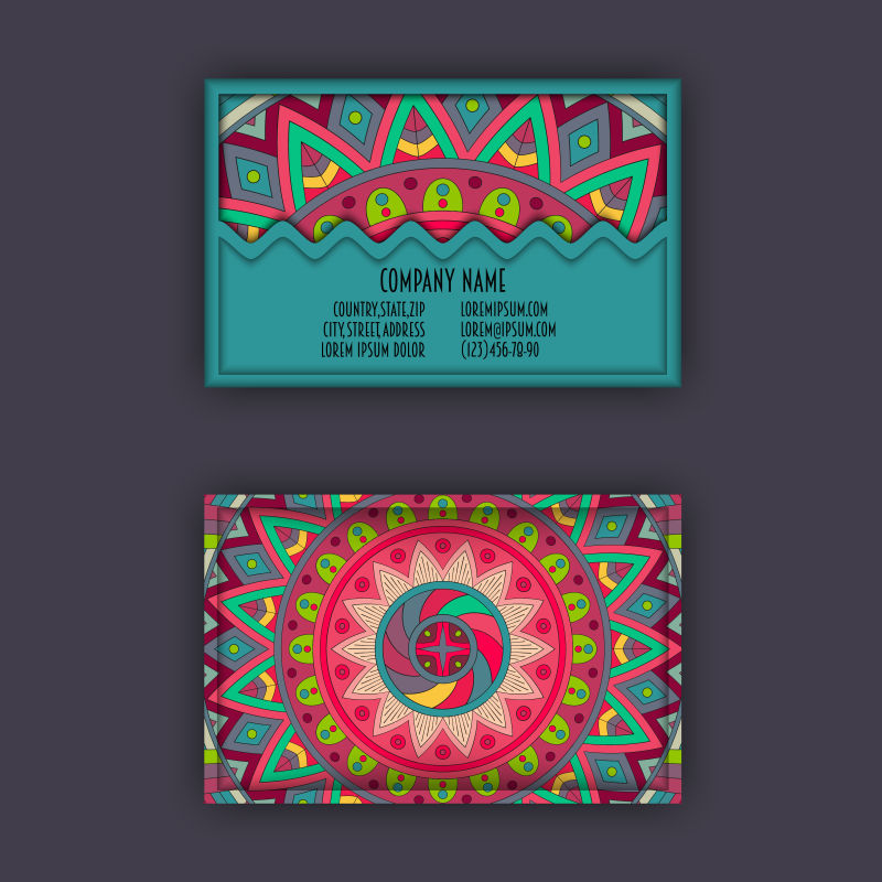 创意矢量彩色名片设计