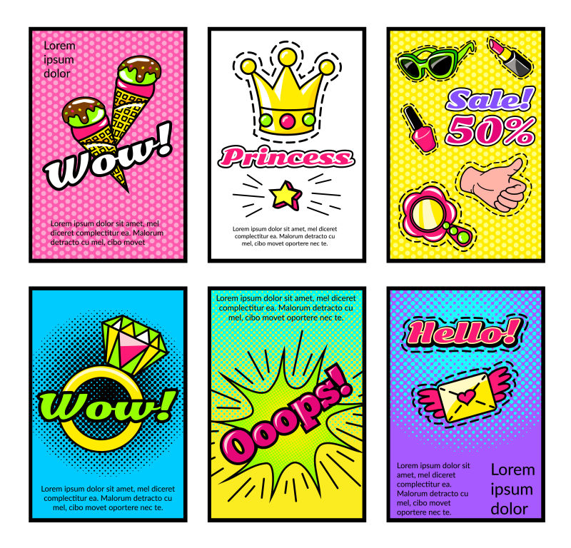 抽象矢量漫画风格的时尚海报设计