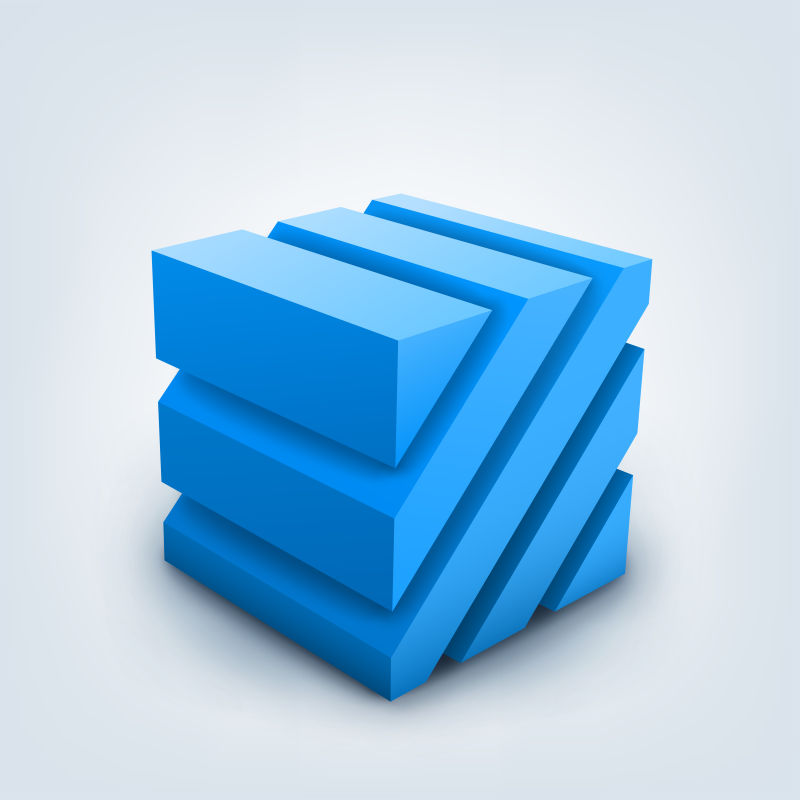 三维的蓝色立方体矢量插图