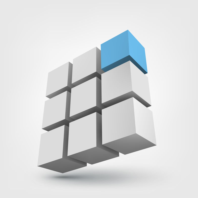 矢量的三维立方体插图