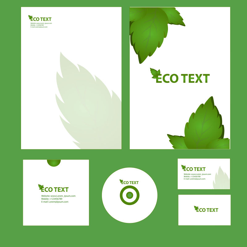 矢量的绿叶图案企业形象设计