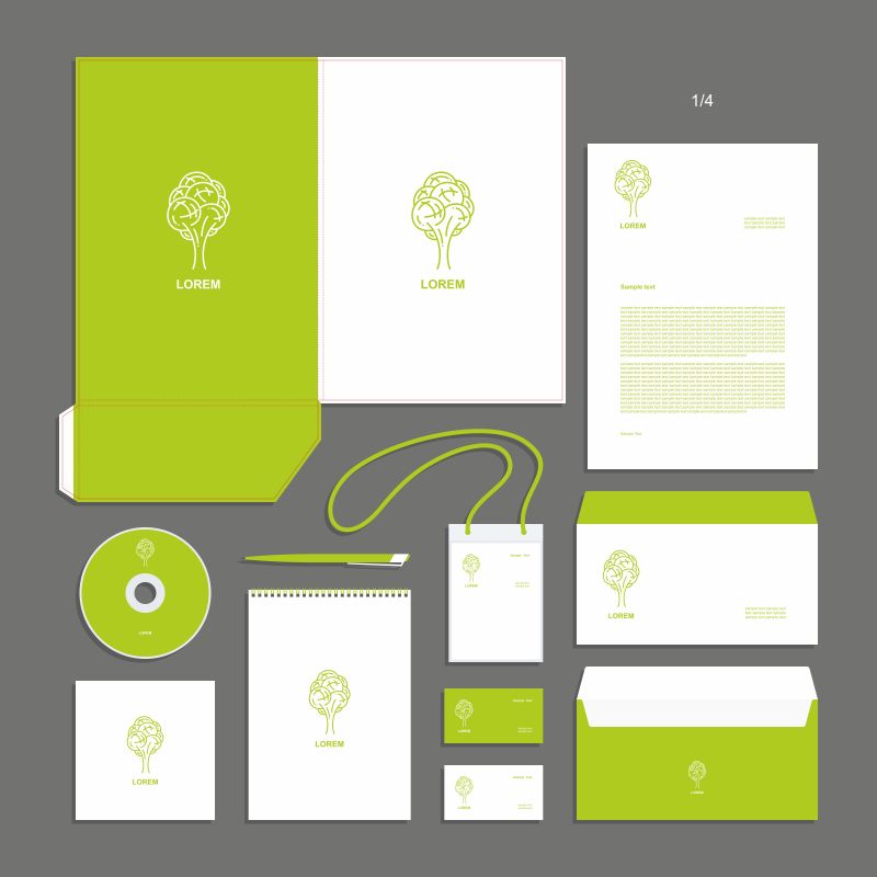 矢量的绿色花卉图案企业形象设计