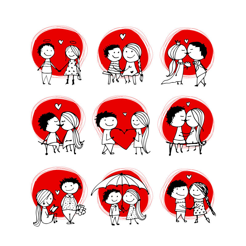 情侣概念的矢量创意插图